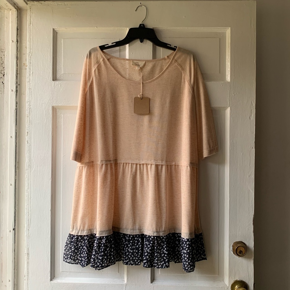 Love Pink Flower Ruffle Short Sleeve Blouse